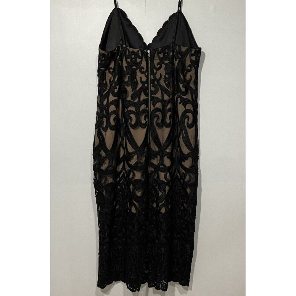 Bardot Sheath Dress Womens 10 Midi Black Lace‎ V-Neck Lined - Picture 5 of 9